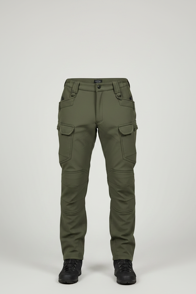 Pantalon Randonnée Kaki Homme Tactique Softshell Élastique Épais - Polyester - vue 3