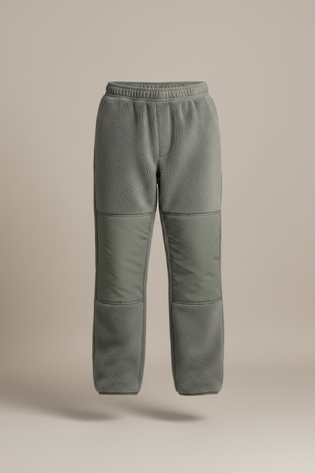 Pantalon Randonnée Enfant Polaire Renforcé Gris Confortable - Kaki Molleton - vue 3