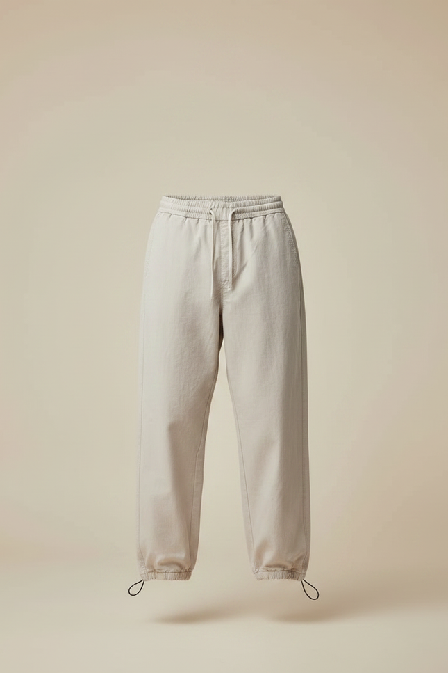 Pantalon Randonnée Beige Coton Ample Cordon Décontracté Homme - vue 3