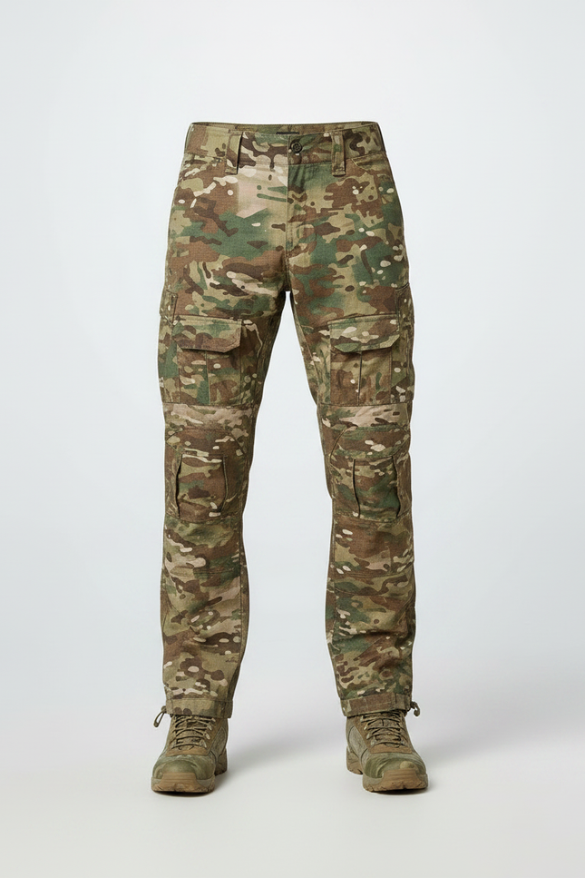 Pantalon Randonnée Camouflage Militaire Multipoches Homme Robuste - Multicolore Toile - vue 3