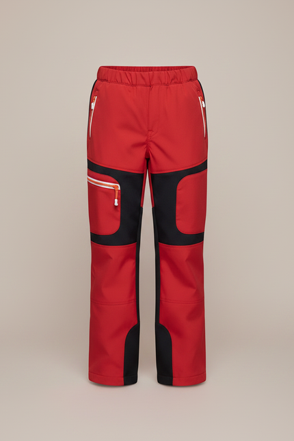 Pantalon Randonnée Enfant Rouge Noir Imperméable Softshell - Polyester - vue 3