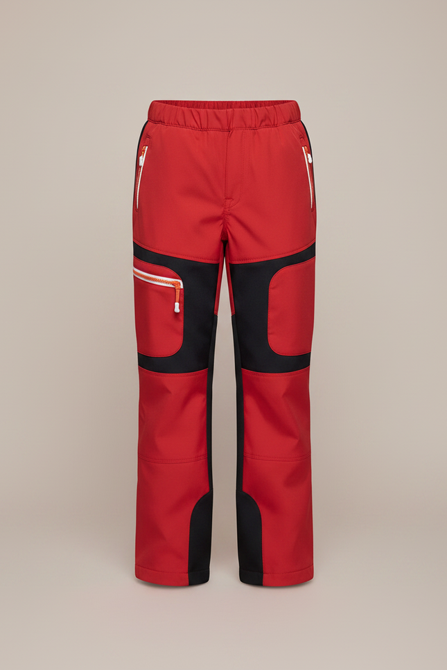 Pantalon Randonnée Enfant Rouge Noir Imperméable Softshell - Polyester - vue 3