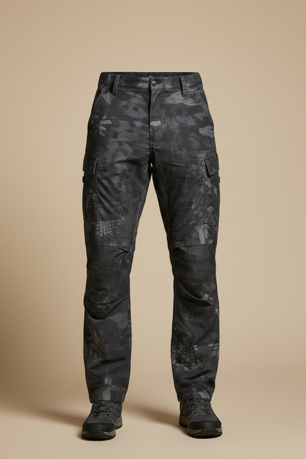 Pantalon Randonnée Camouflage Tactique Homme Multi-Poches Imperméable - Gris Polyester - vue 3