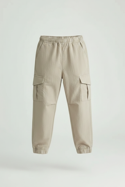Pantalon Randonnée Beige Cargo Coton Ample Enfant - Polyester - vue 3