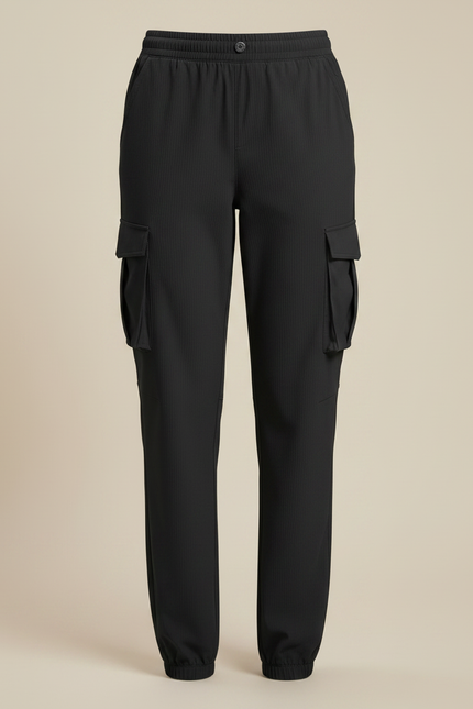 Pantalon Randonnée Noir Cargo Léger Femme Cordon - Polyester - vue 3