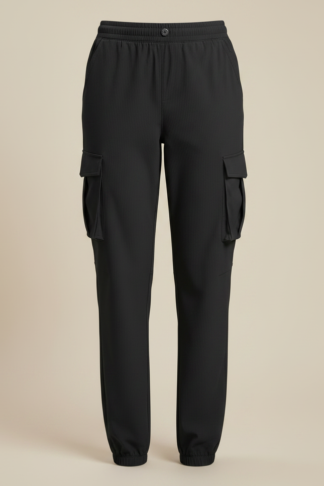 Pantalon Randonnée Noir Cargo Léger Femme Cordon - Polyester - vue 3
