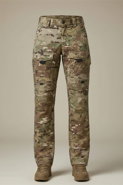 Pantalon Randonnée Camouflage Cargo Ample Militaire Femme - Multicolore Toile - vue 3