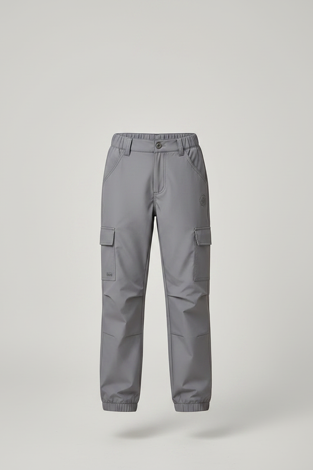 Pantalon Randonnée Gris Cargo Enfant Élastiqué Imperméable - Polyester - vue 3
