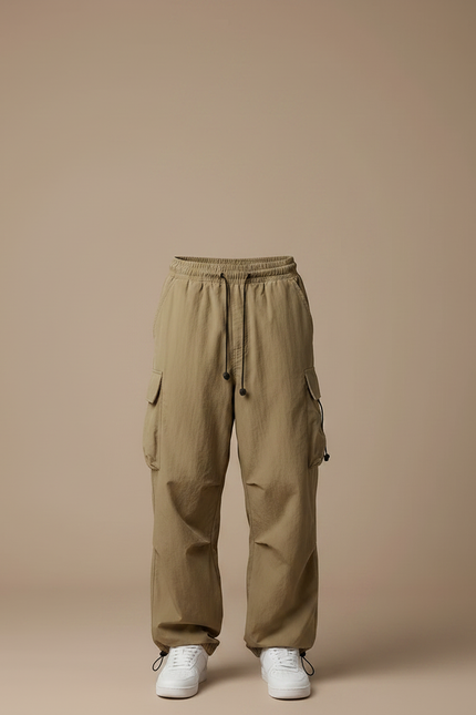 Pantalon Randonnée Kaki Ample Cordon Streetwear Homme - Polyester - vue 3