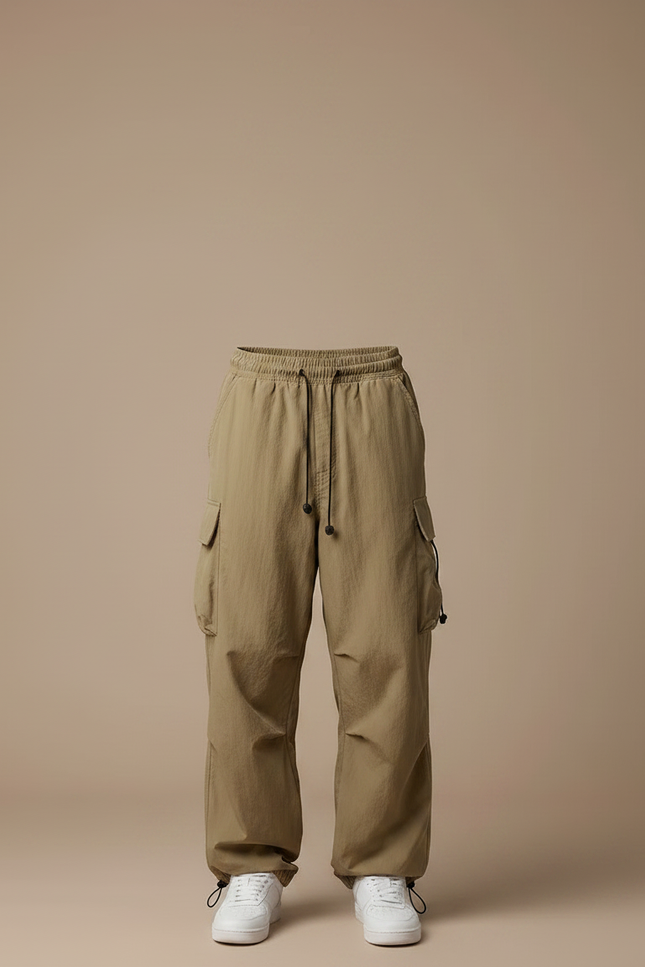 Pantalon Randonnée Kaki Ample Cordon Streetwear Homme - Polyester - vue 3