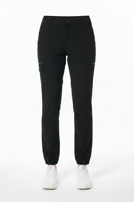 Pantalon Randonnée Noir Léger Cargo Élastiqué Femme - Polyester - vue 3