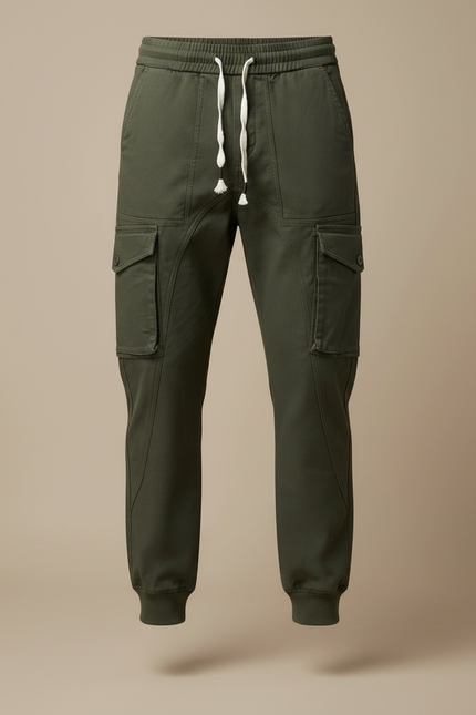 Pantalon Randonnée Kaki Cargo Coton Jogger Homme - vue 3