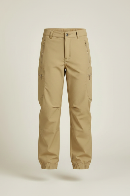 Pantalon Randonnée Kaki Confortable Multipoches Enfant - Polyester - vue 3