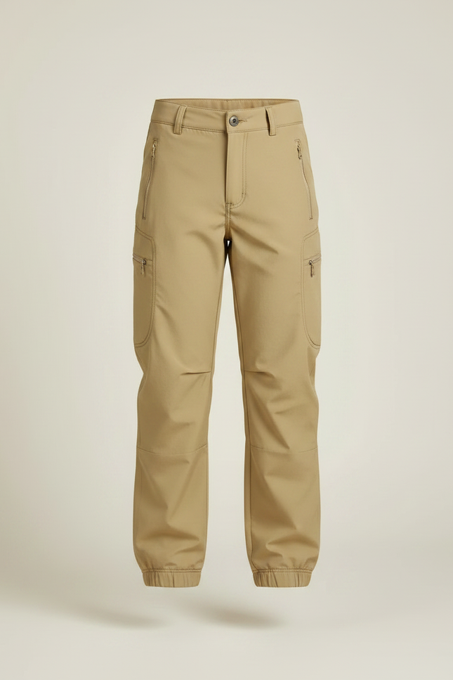 Pantalon Randonnée Kaki Confortable Multipoches Enfant - Polyester - vue 3