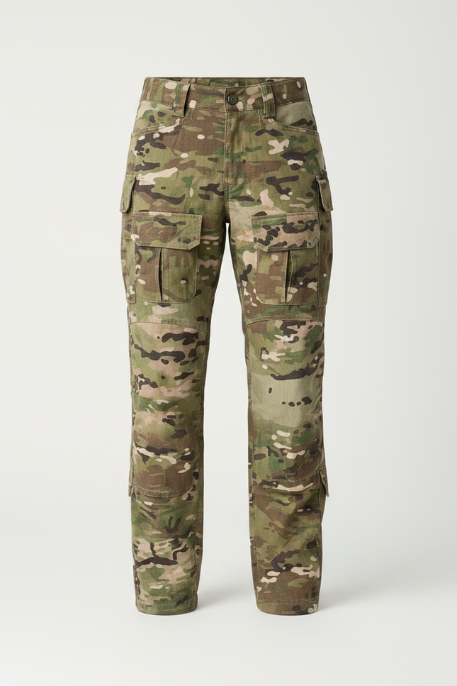 Pantalon Randonnée Multicam Cargo Robuste Femme - Multicolore Toile - vue 3