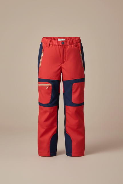 Pantalon Randonnée Rouge Marine Imperméable Fille Hiver - Polyester - vue 3