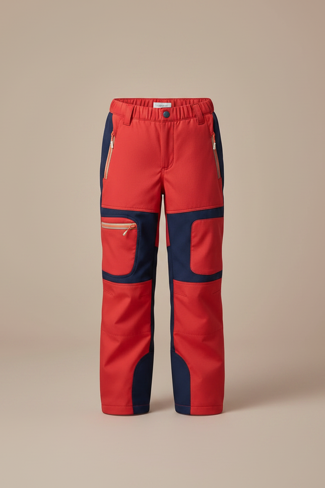 Pantalon Randonnée Rouge Marine Imperméable Fille Hiver - Polyester - vue 3