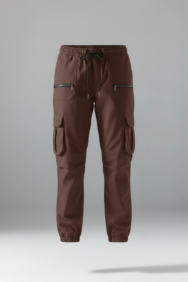 Pantalon Randonnée Marron Cargo Zippé Cordon Ample Femme - Polyester - vue 3
