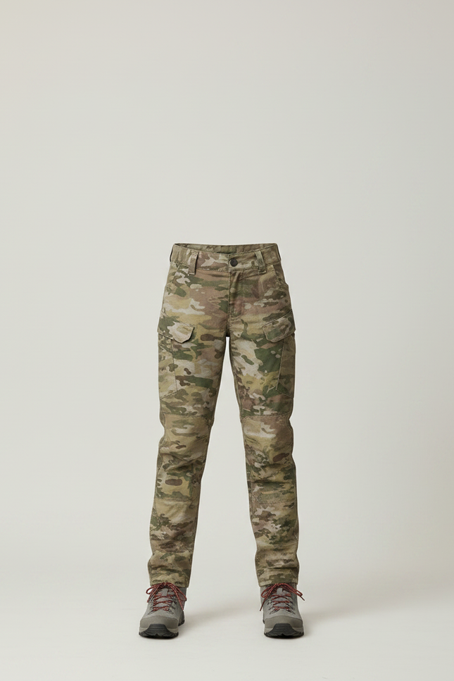 Pantalon Randonnée Camouflage Multipoches Enfant Résistant Pratique - Multicolore Toile - vue 3