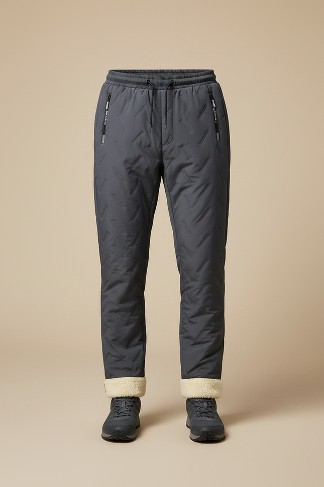 Pantalon Randonnée Gris Matelassé Doublé Polaire Chaud Homme - Polyester - vue 3
