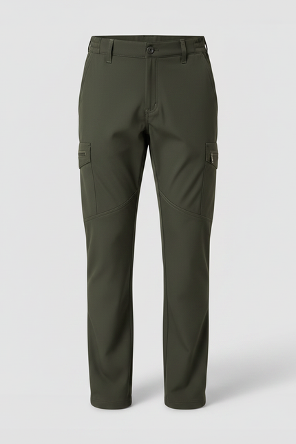 Pantalon Randonnée Homme Cargo Polaire Chaud Vert - Kaki Polyester - vue 3