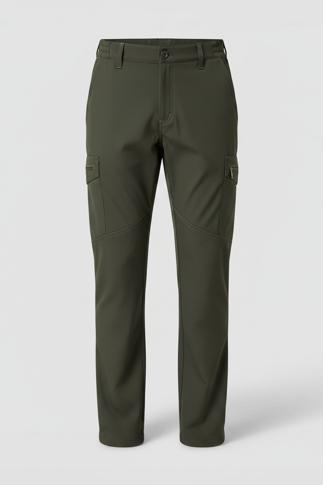 Pantalon Randonnée Homme Cargo Polaire Chaud Vert - Kaki Polyester - vue 3