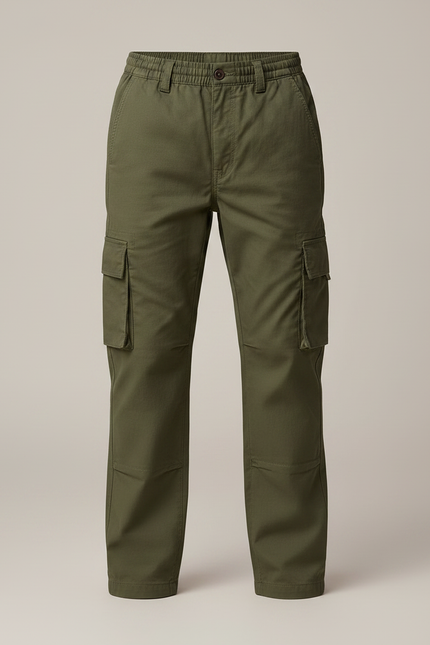 Pantalon Randonnée Vert Cargo Enfant Coton Décontracté - Kaki - vue 3