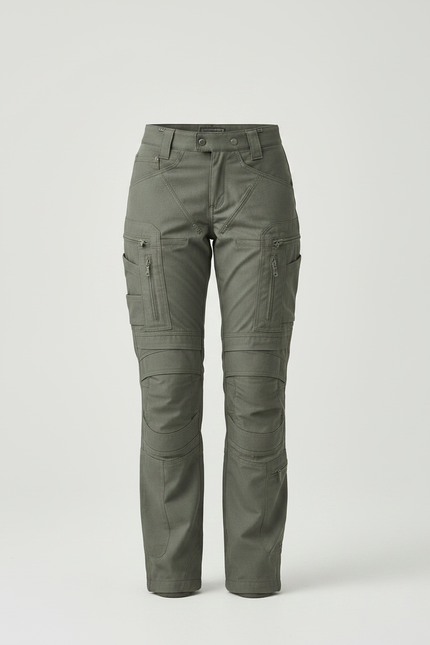 Pantalon Randonnée Vert Cargo Tactique Femme Multipoches - Kaki Toile - vue 3