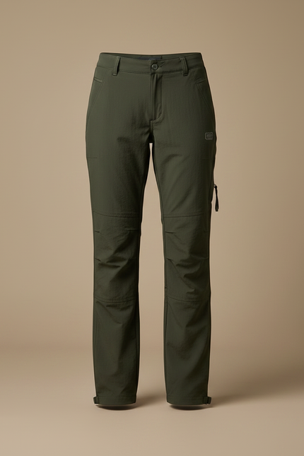 Pantalon Randonnée Femme Vert Militaire Cargo Coupe Droite - Kaki Polyester - vue 3