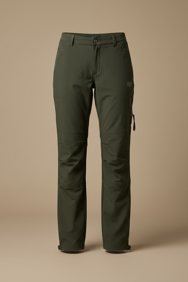 Pantalon Randonnée Femme Vert Militaire Cargo Coupe Droite - Kaki Polyester - vue 3