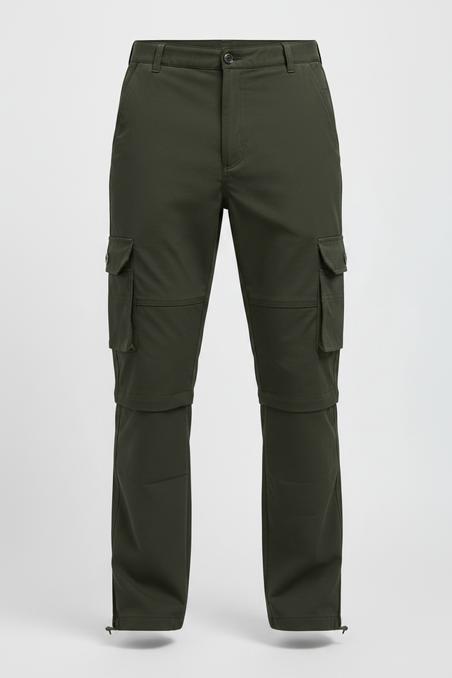 Pantalon Randonnée Vert Ample Cargo Détachable Homme - Kaki Polyester - vue 3