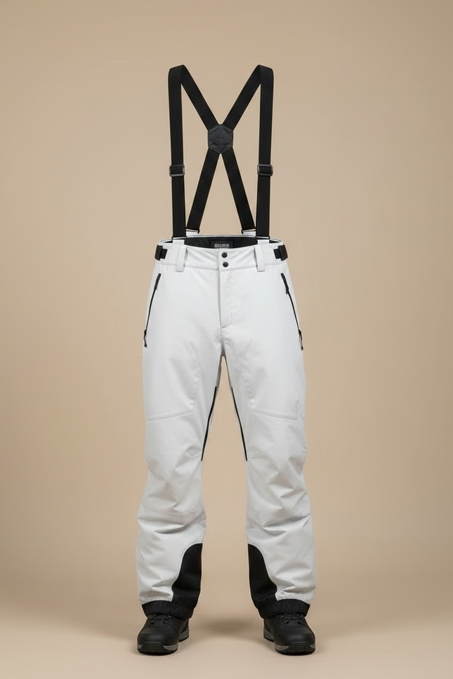 Pantalon Randonnée Blanc Imperméable Bretelles Ski Homme - Polyester - vue 3