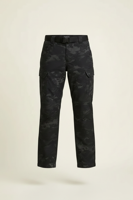 Pantalon Randonnée Camouflage Noir Multipoches Enfant - Polyester - vue 3