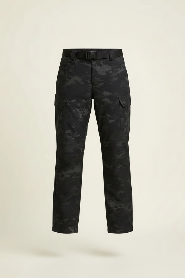 Pantalon Randonnée Camouflage Noir Multipoches Enfant - Polyester - vue 3