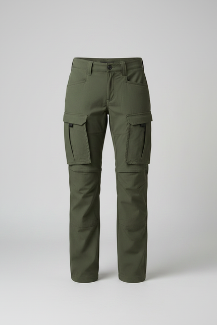 Pantalon Randonnée Vert Olive Cargo Stretch Femme - Polyester - vue 3