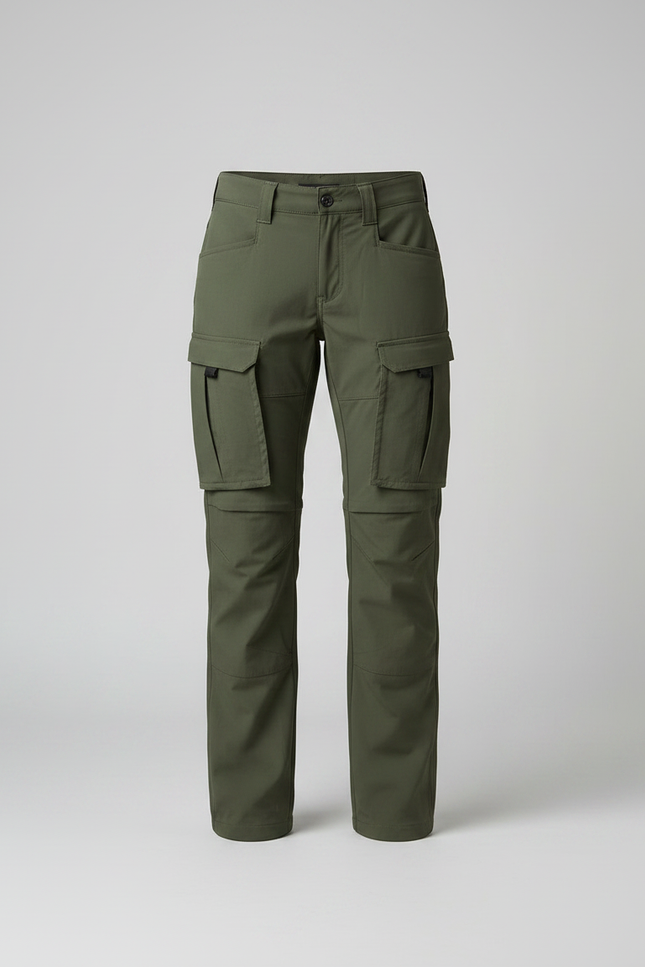Pantalon Randonnée Vert Olive Cargo Stretch Femme - Polyester - vue 3