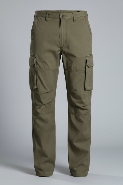 Pantalon Randonnée Kaki Coton Cargo Droite Homme - Toile - vue 3
