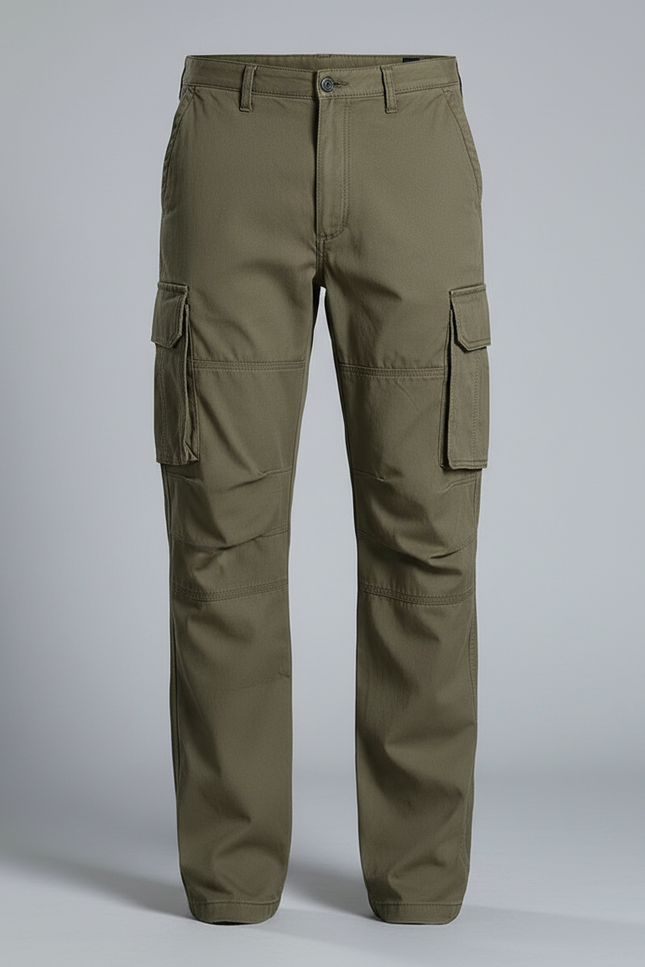 Pantalon Randonnée Kaki Coton Cargo Droite Homme - Toile - vue 3