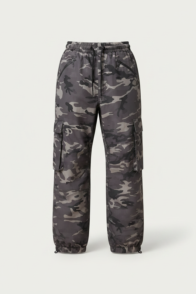 Pantalon Randonnée Camouflage Gris Ample Imperméable Hiver - Polyester - vue 3