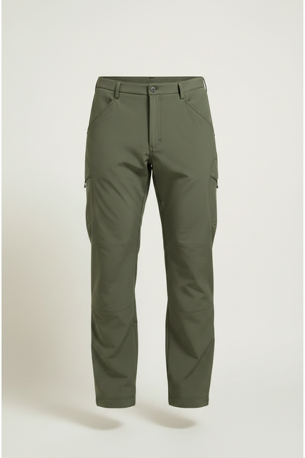 Pantalon Randonnée Vert Militaire Doublé Polaire Homme - Kaki Polyester - vue 3