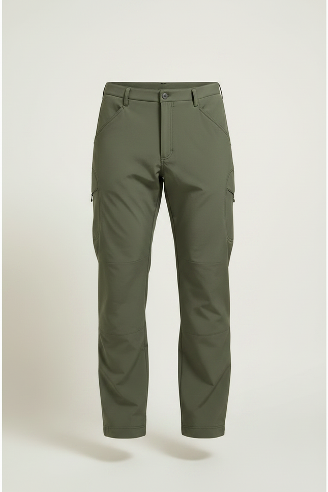 Pantalon Randonnée Vert Militaire Doublé Polaire Homme - Kaki Polyester - vue 3