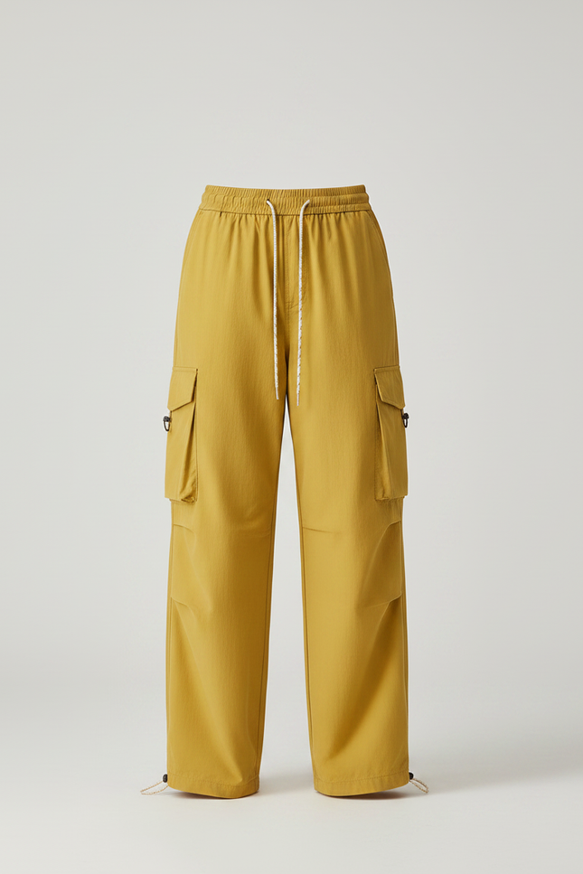 Pantalon Randonnée Jaune Cargo Ample Imperméable Femme - Polyester - vue 3