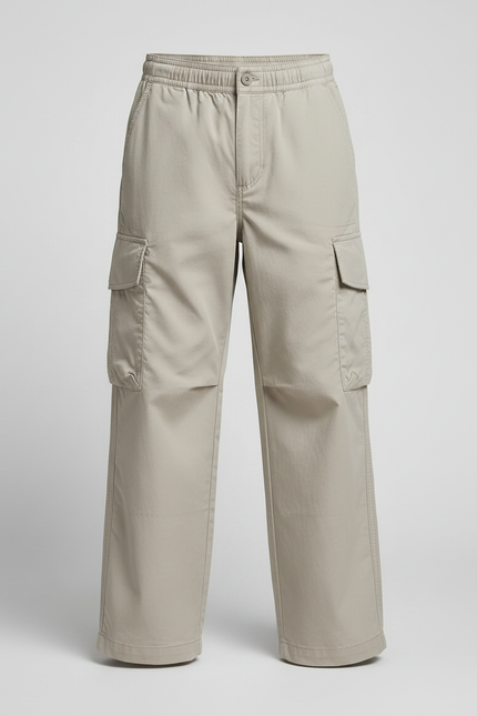 Pantalon Randonnée Beige Cargo Ample Enfant Coton - vue 3