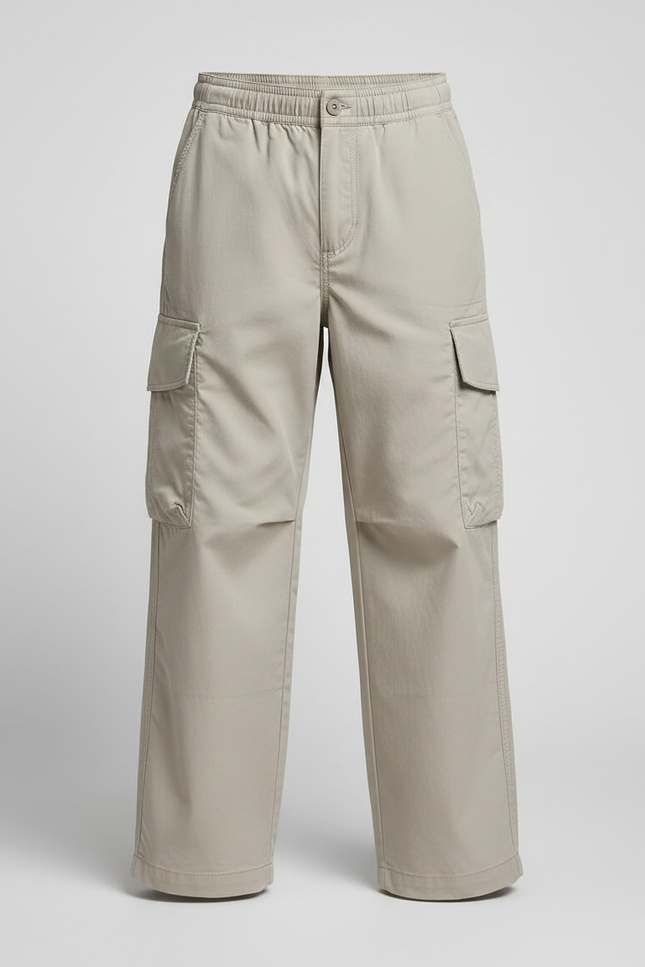 Pantalon Randonnée Beige Cargo Ample Enfant Coton - vue 3