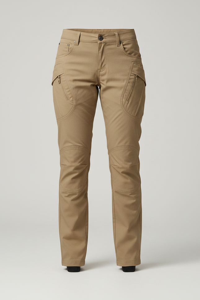 Pantalon Randonnée Beige Cargo Slim Respirant Femme - Gabardine - vue 3