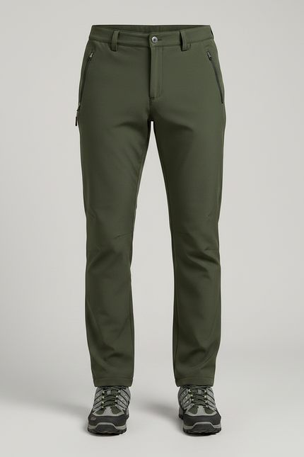 Pantalon Randonnée Vert Olive Softshell Zippé Homme - Kaki Polyester - vue 3