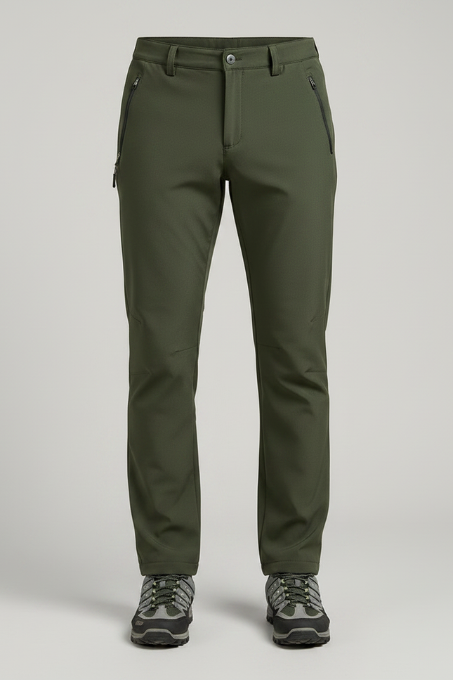Pantalon Randonnée Vert Olive Softshell Zippé Homme - Kaki Polyester - vue 3