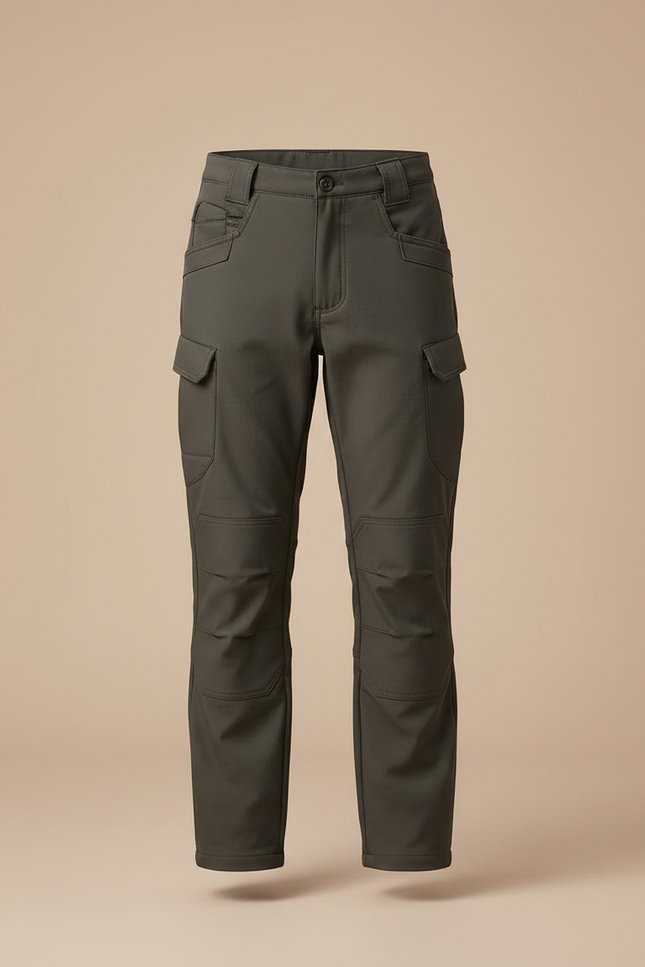 Pantalon Randonnée Gris Cargo Coupe Droite Enfant - Kaki Polyester - vue 3