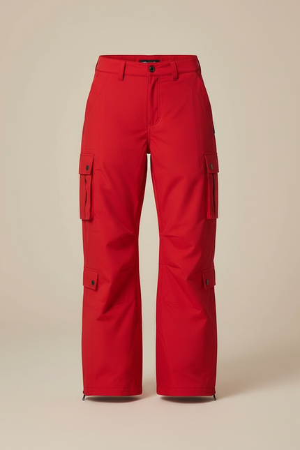 Pantalon Randonnée Rouge Cargo Ample Imperméable Femme - Polyester - vue 3