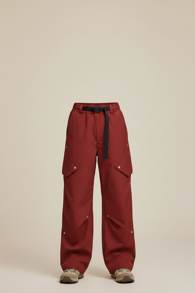 Pantalon Randonnée Rouge Brique Ample Imperméable Enfant - Bordeaux Polyester - vue 3